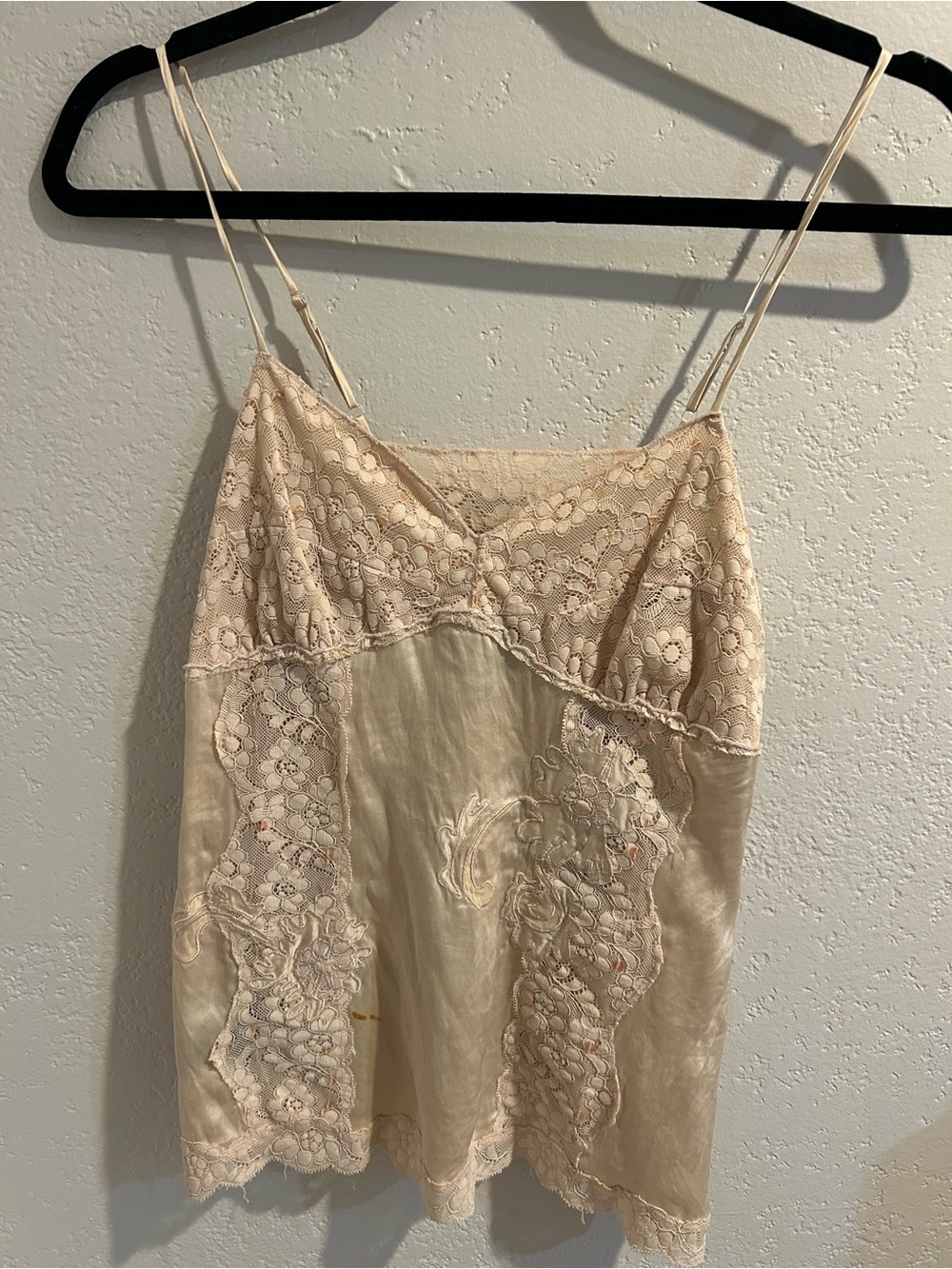 Lace Trim Silk Camisole - Cream